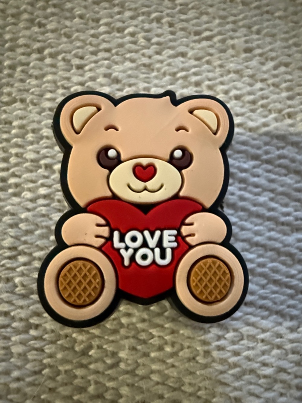 Cute Bear Holding Red Heart "Love You" shoe charm